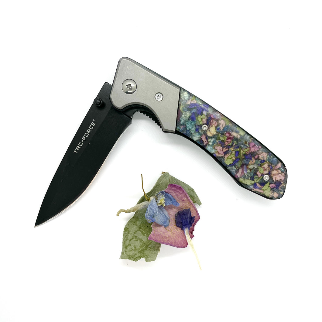 Keepsake Memorial Resin Flower Petal Spring Assisted Folding Pocket Knife / 622