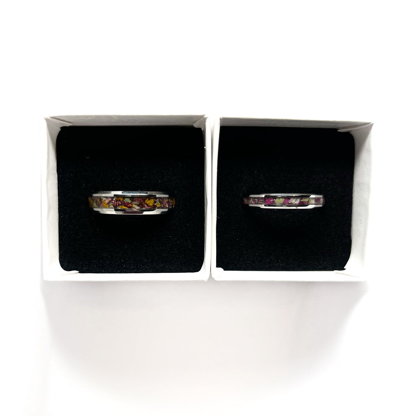 Memorial Funeral Flower Petal Jewelry or Cremation Channel Set Keepsake Ring / 423