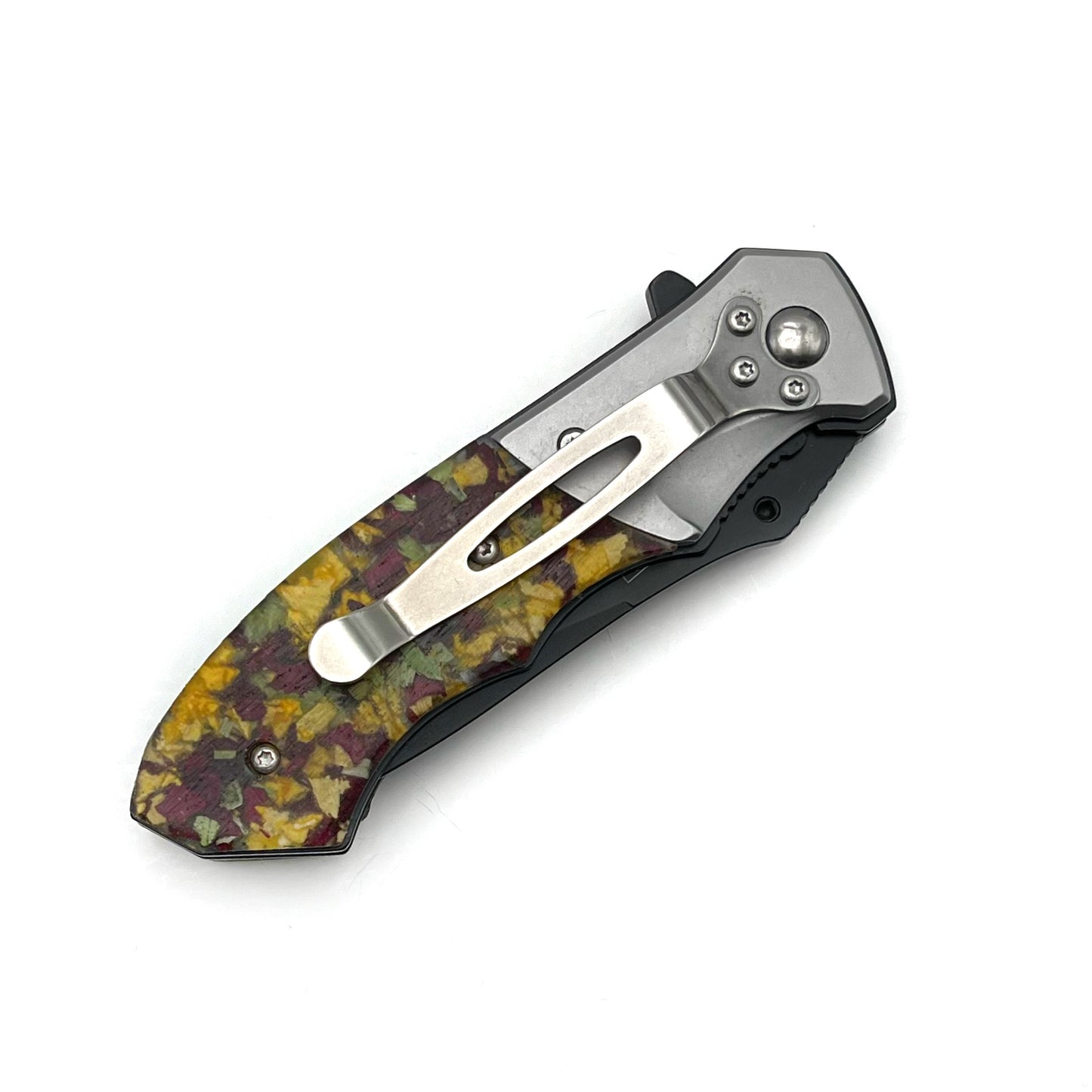 Memorial Funeral Flower Petal Spring Assisted Pocket knife / 125