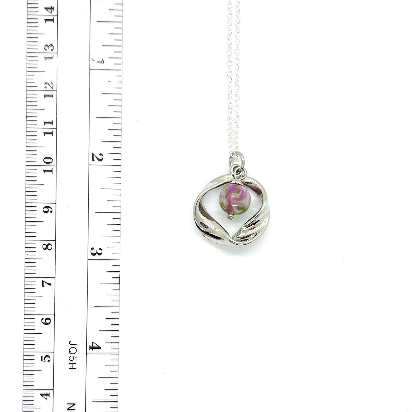 Keepsake Memorial Flower Petal Twisted Mobius, Infinity Circle Pendant / 225