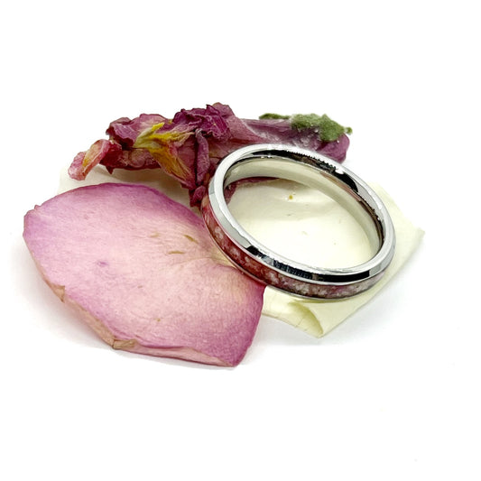 Memorial Funeral Flower Petal Jewelry or Cremation Channel Set Keepsake Ring / 423