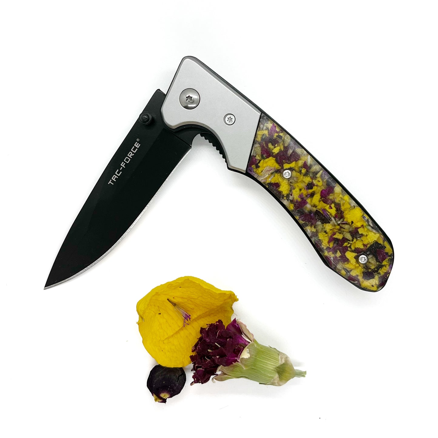 Keepsake Memorial Resin Flower Petal Spring Assisted Folding Pocket Knife / 622