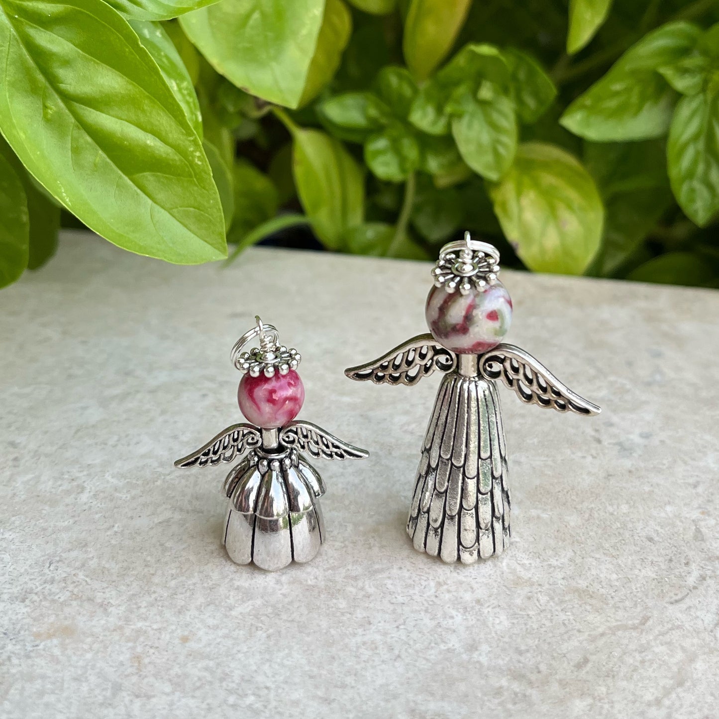 Memorial Preserved Funeral Flowers Rearview Mirror Angel Charms / 124