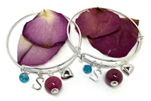 Load image into Gallery viewer, Flower petal keepsake jewelry / stackable bangle bracelet with charms, memorial jewelry  / 616
