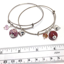 Load image into Gallery viewer, Flower petal keepsake jewelry / stackable bangle bracelet with charms, memorial jewelry  / 616
