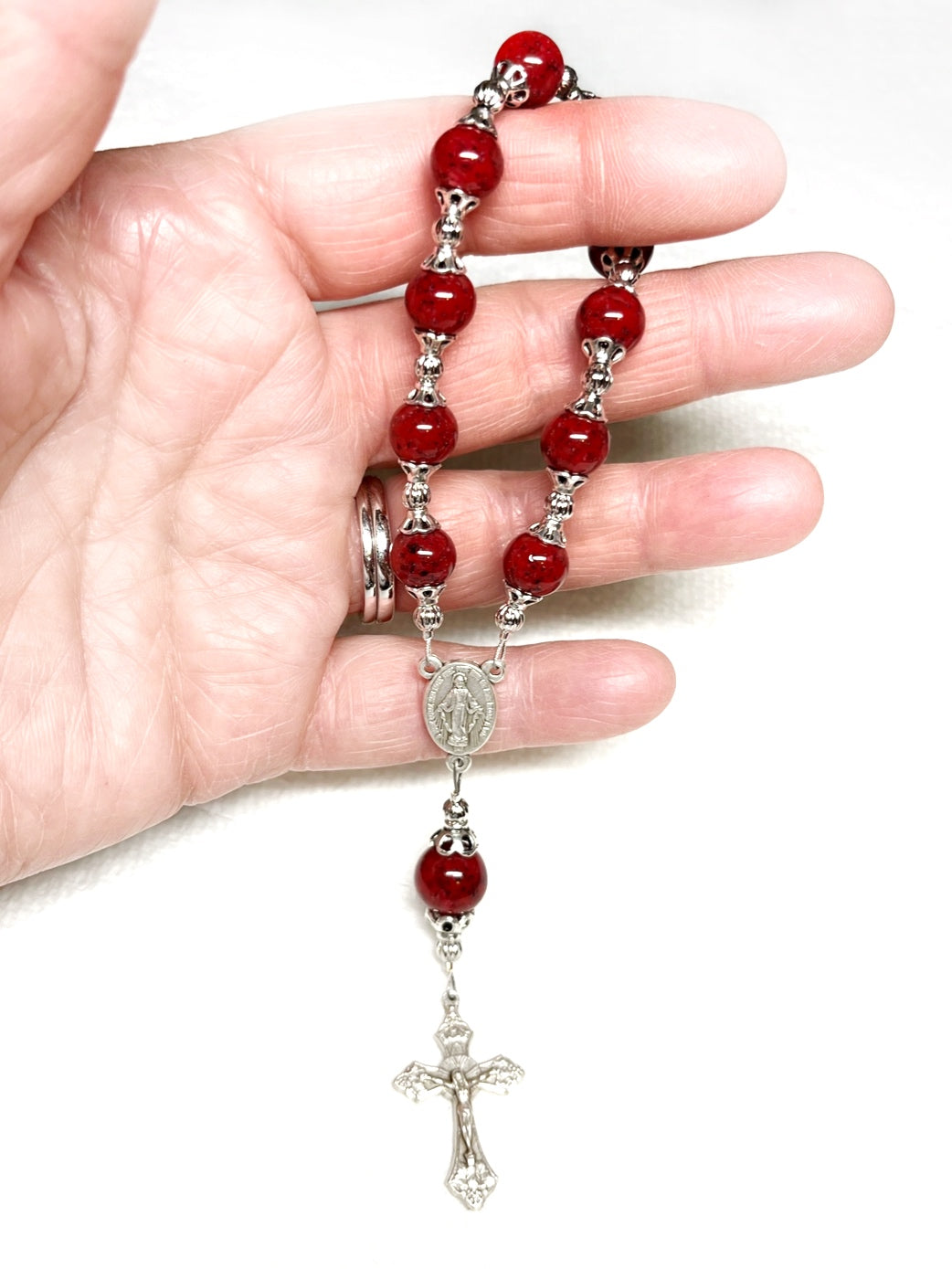 Memorial Funeral Flower Jewelry, One Decade Flower Petal Keepsake Chaplet / 223