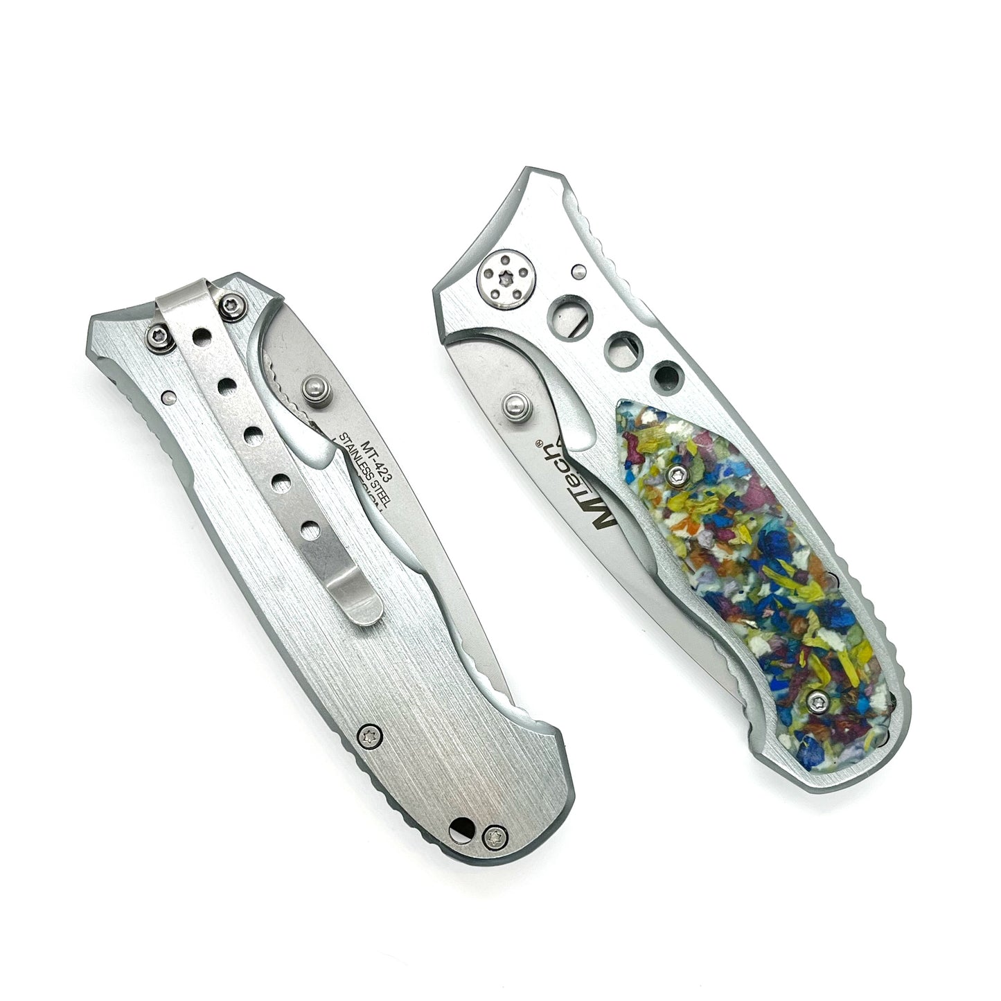 Keepsake Memorial Resin Flower Petal Folding Pocket Knife / 323