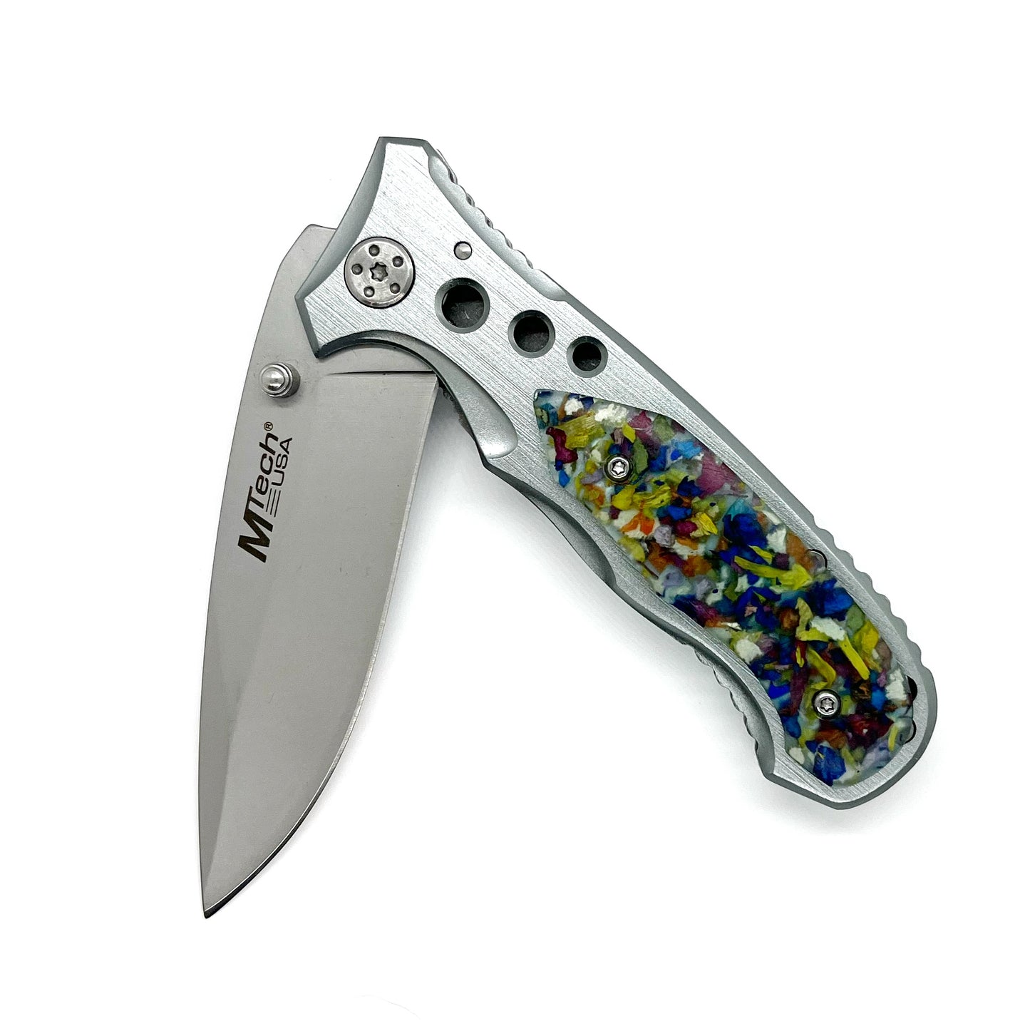 Keepsake Memorial Resin Flower Petal Folding Pocket Knife / 323
