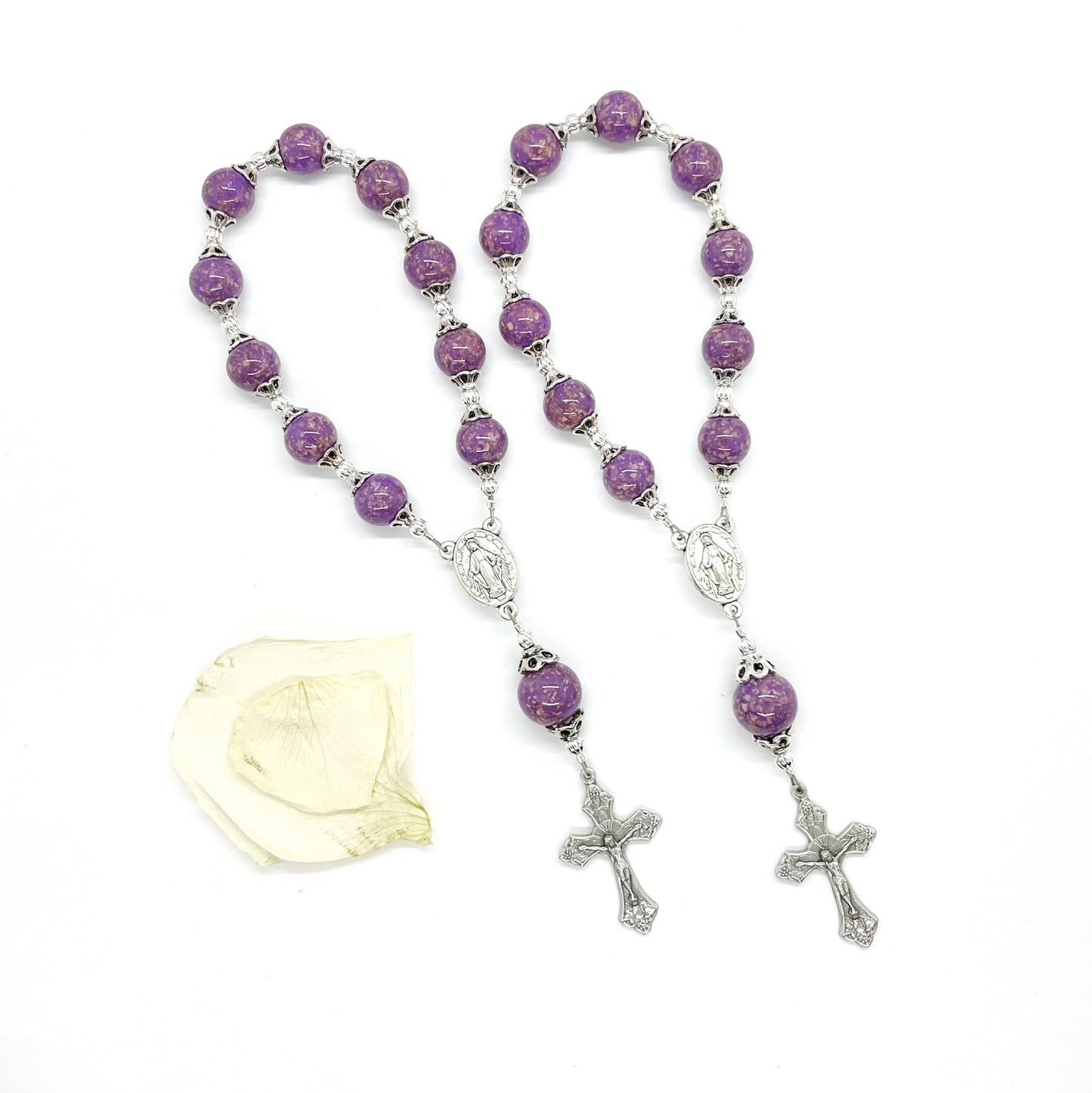 Memorial Funeral Flower Jewelry, One Decade Flower Petal Keepsake Chaplet / 223