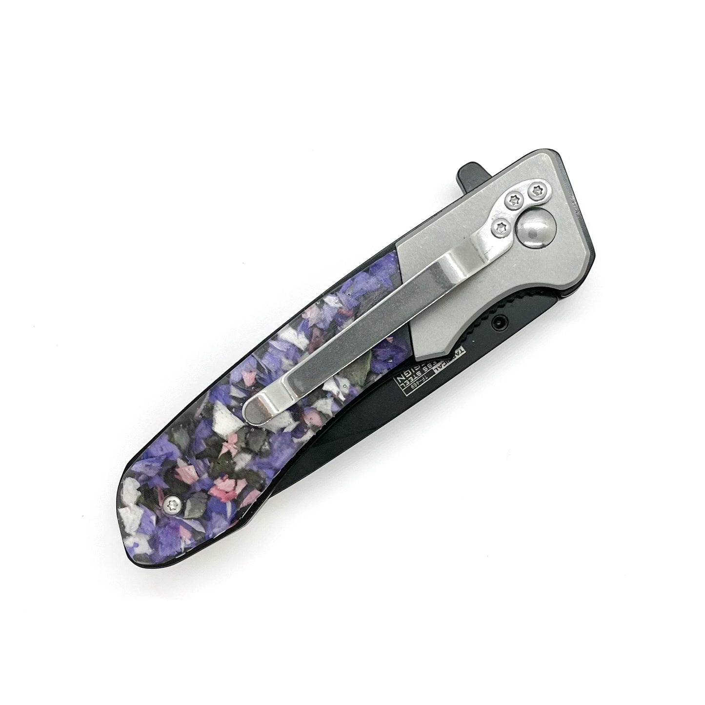 Keepsake Memorial Resin Flower Petal Spring Assisted Folding Pocket Knife / 622