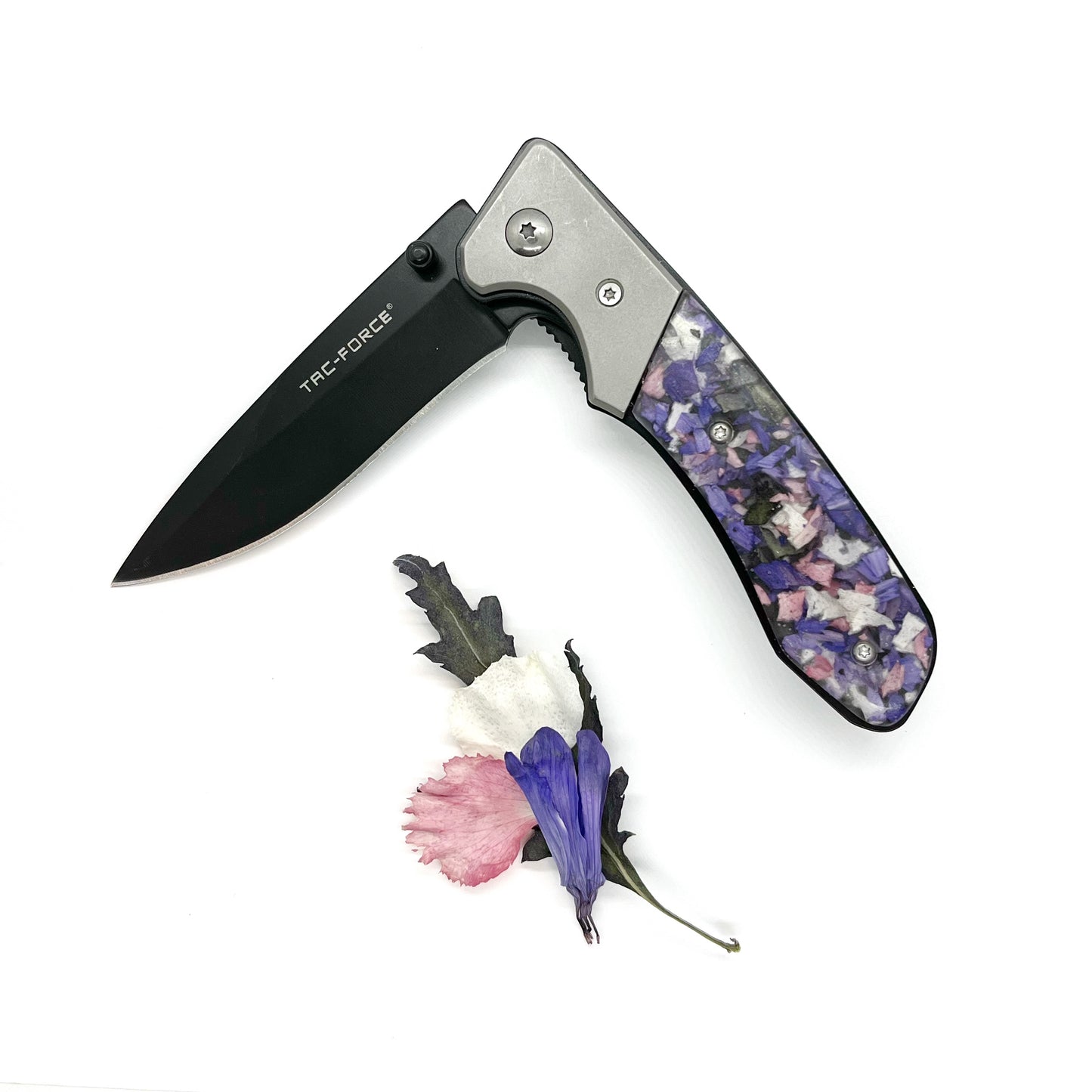 Keepsake Memorial Resin Flower Petal Spring Assisted Folding Pocket Knife / 622
