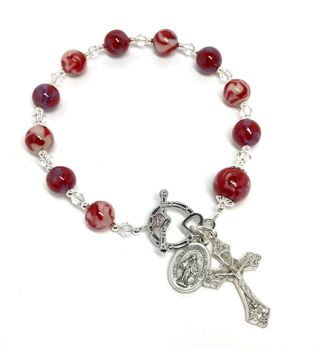 Memorial flower rosary bracelet / Wedding flower rosary bracelet  / 1017