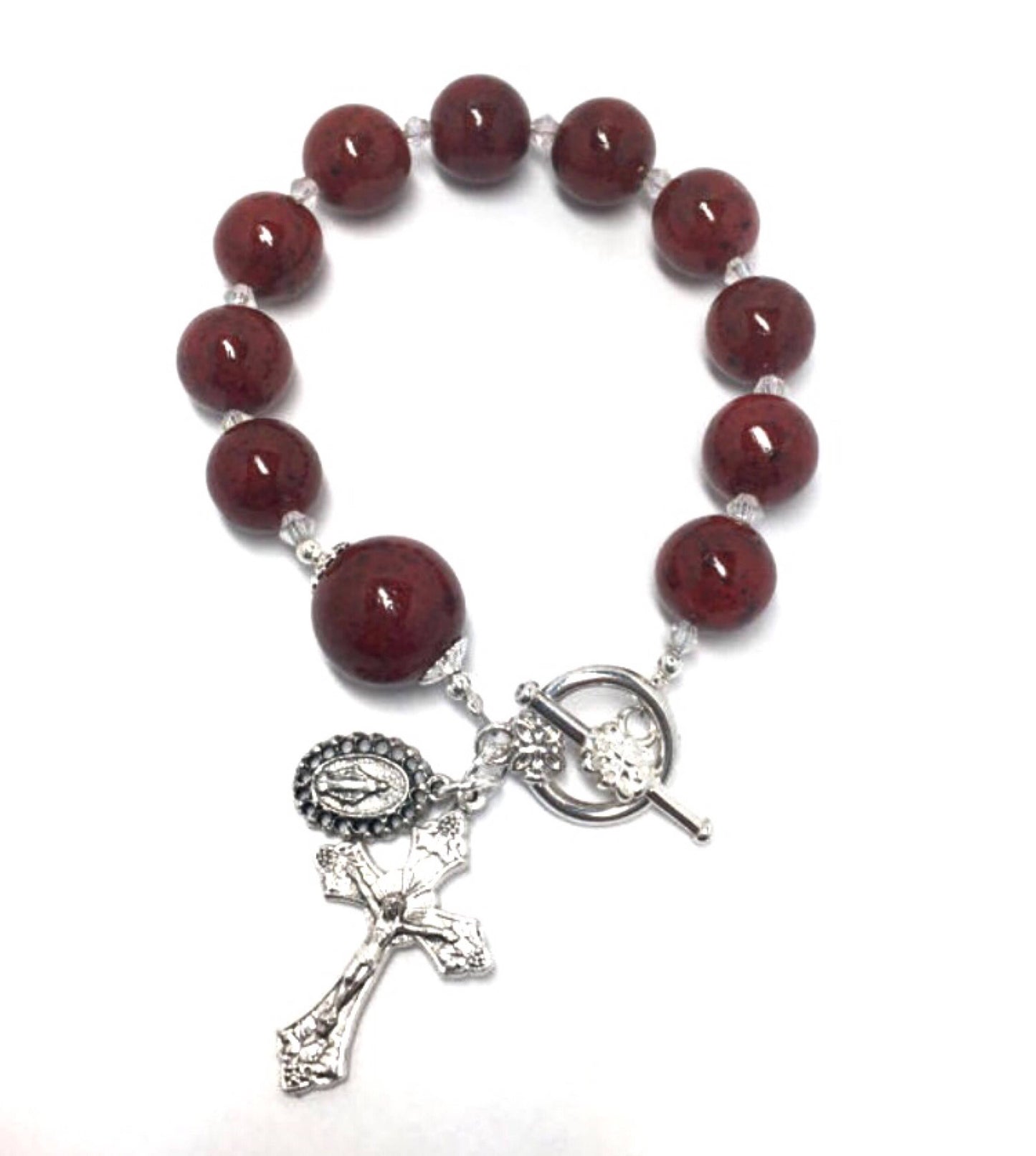 Memorial flower rosary bracelet / Wedding flower rosary bracelet  / 1017