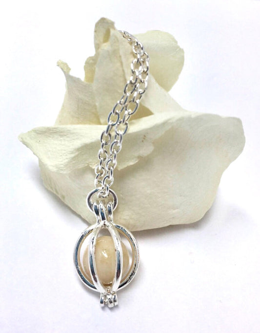 Caged Bead Memorial Flower Petal or Cremation Necklace / 317