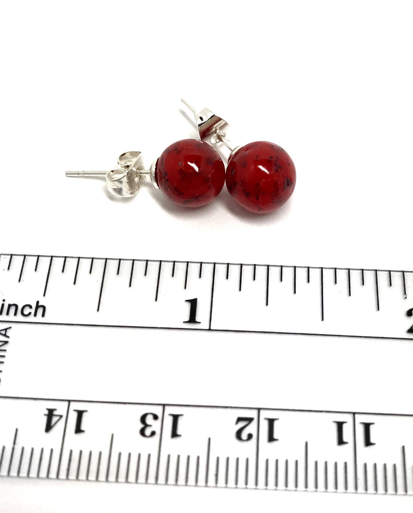 Memorial flower jewelry / round ball stud earrings / 517