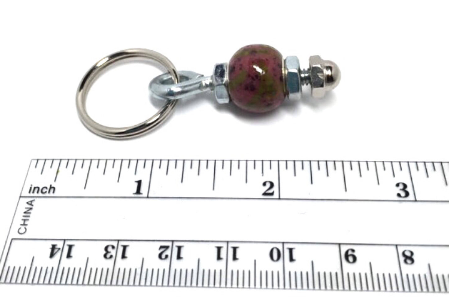 Memorial flower jewelry / Men's nuts and bolts key chain / 916