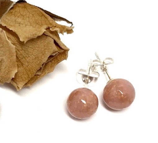 Memorial flower jewelry / round ball stud earrings / 517