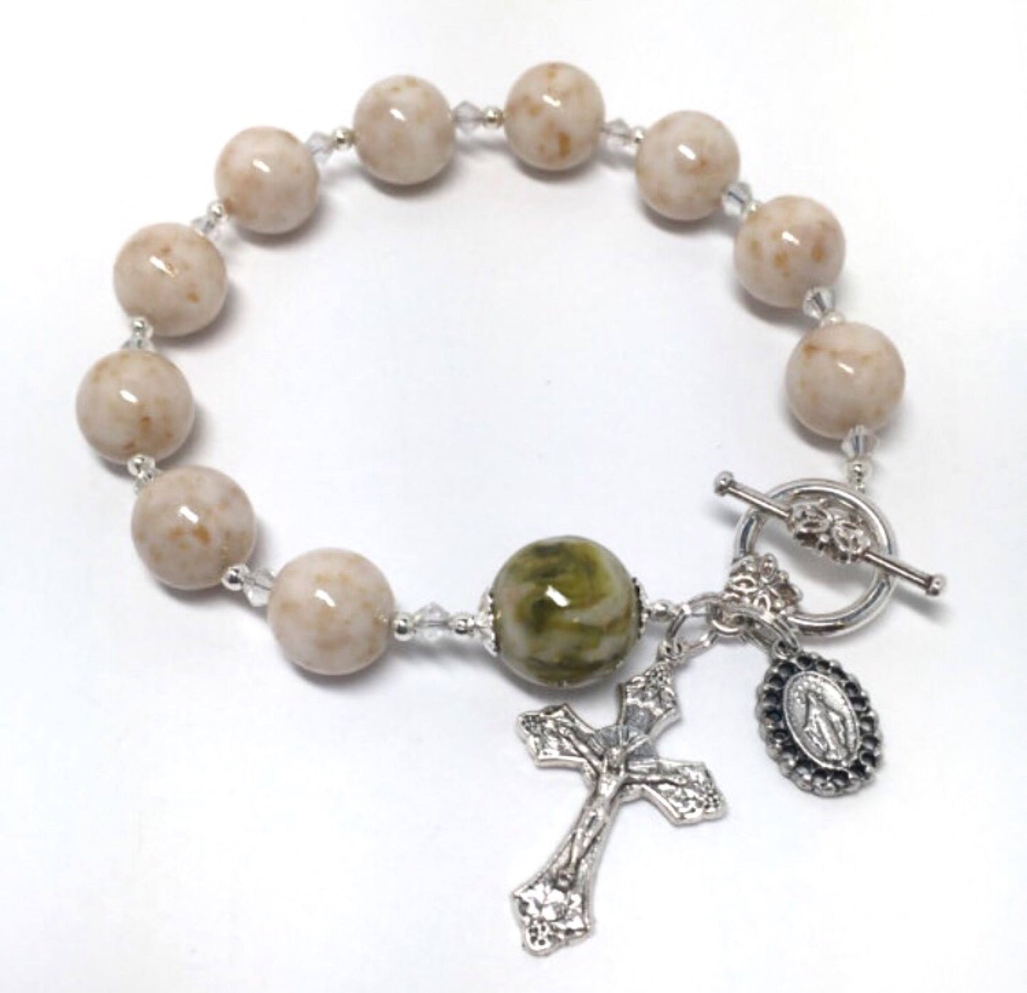 Memorial flower rosary bracelet / Wedding flower rosary bracelet  / 1017