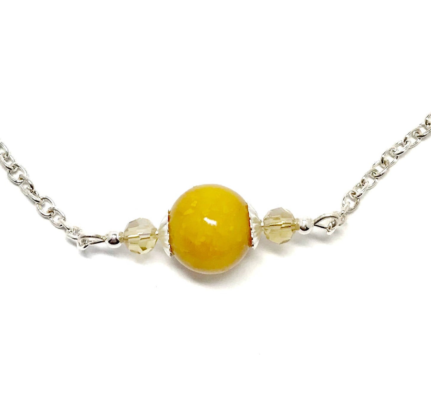 Silver Flower Petal Choker Style necklace/ 1417