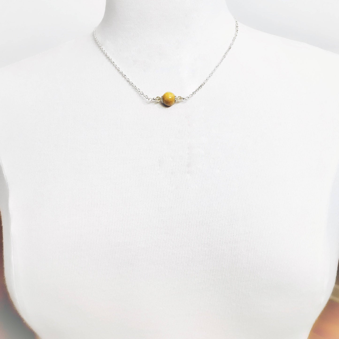 Silver Flower Petal Choker Style necklace/ 1417