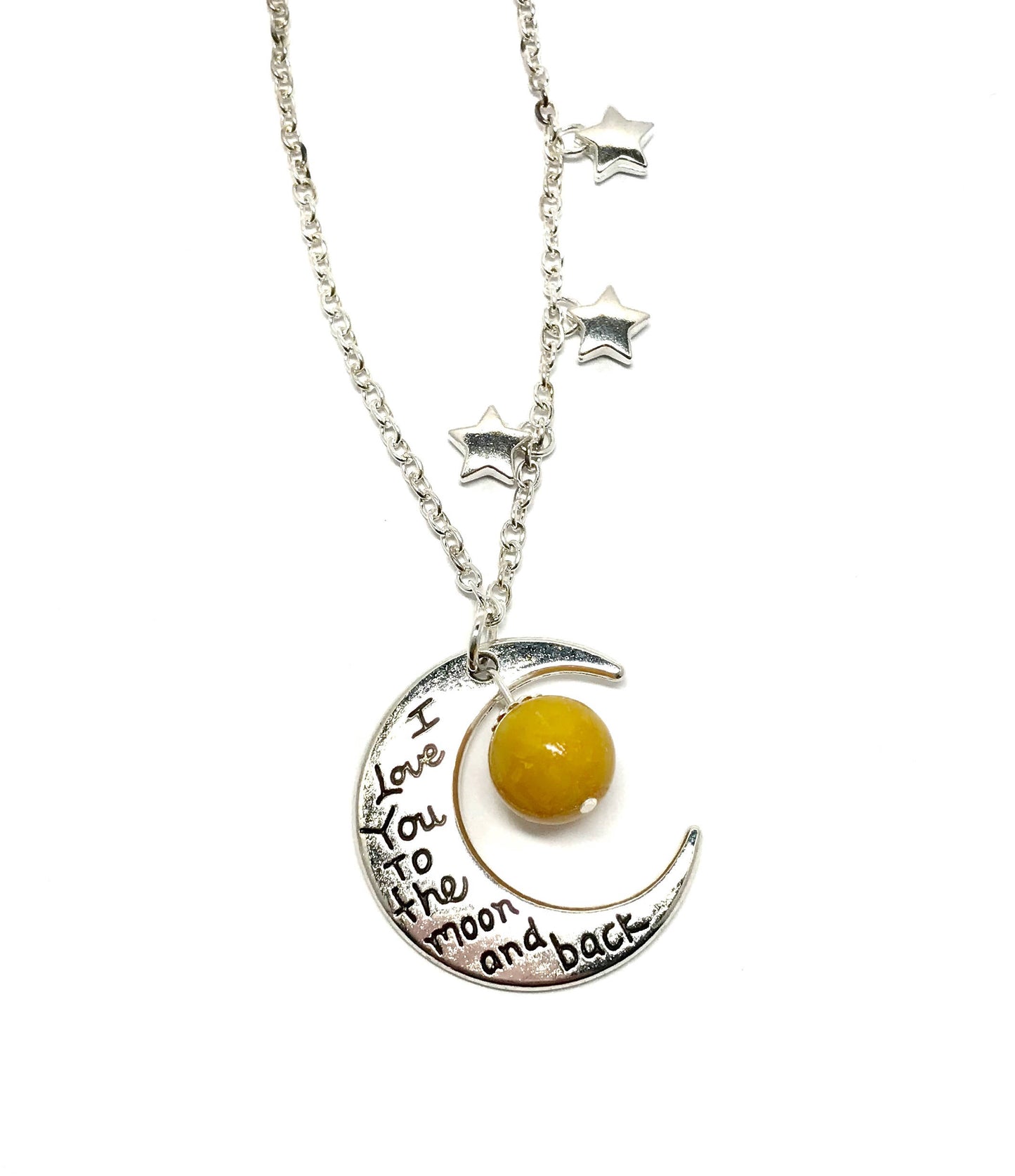 Memorial flower petal jewelry "Love you to the moon and back" handmade necklace / 1217