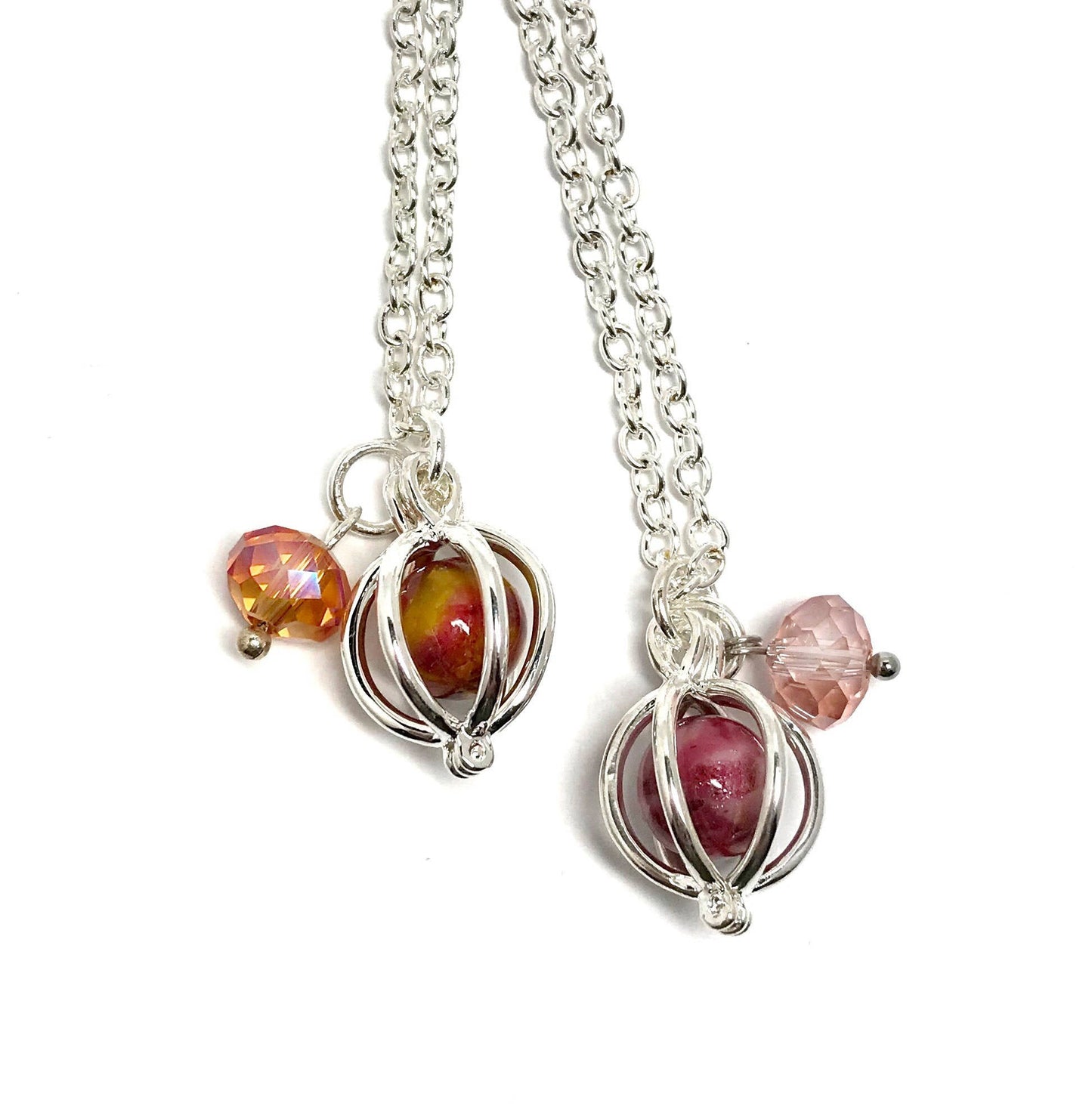 Caged Bead Memorial Flower Petal or Cremation Necklace / 317