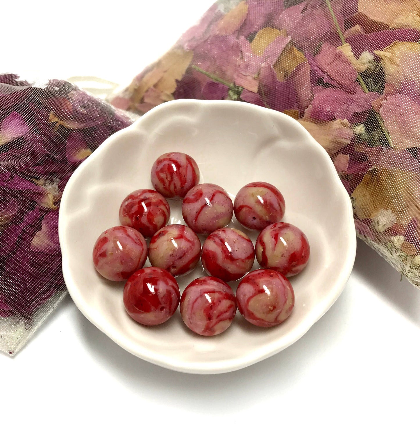 Keepsake and memorial jewelry / Handmade flower petal beads / 216