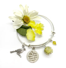 Load image into Gallery viewer, When Cardinals Appear Memorial Flower Petal Jewelry Bangle Bracelet / 418
