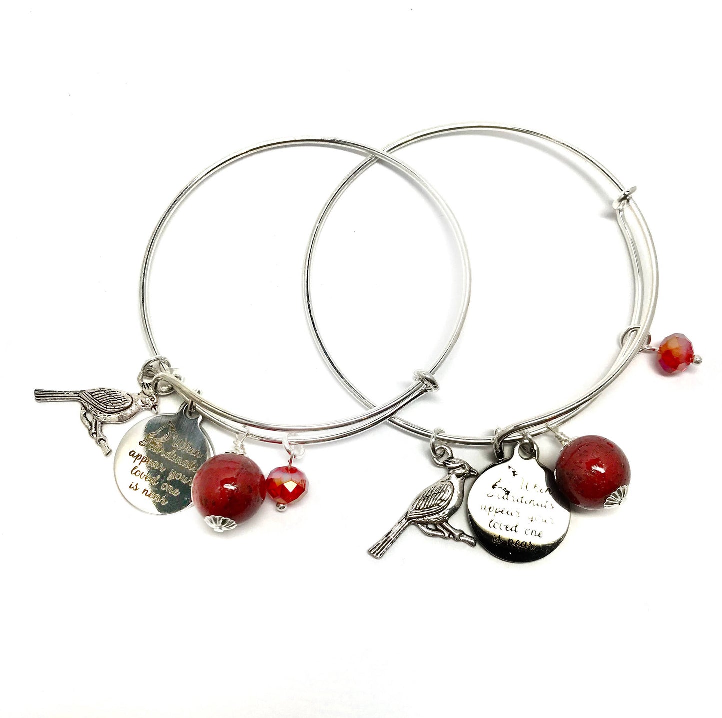 When Cardinals Appear Memorial Flower Petal Jewelry Bangle Bracelet / 418