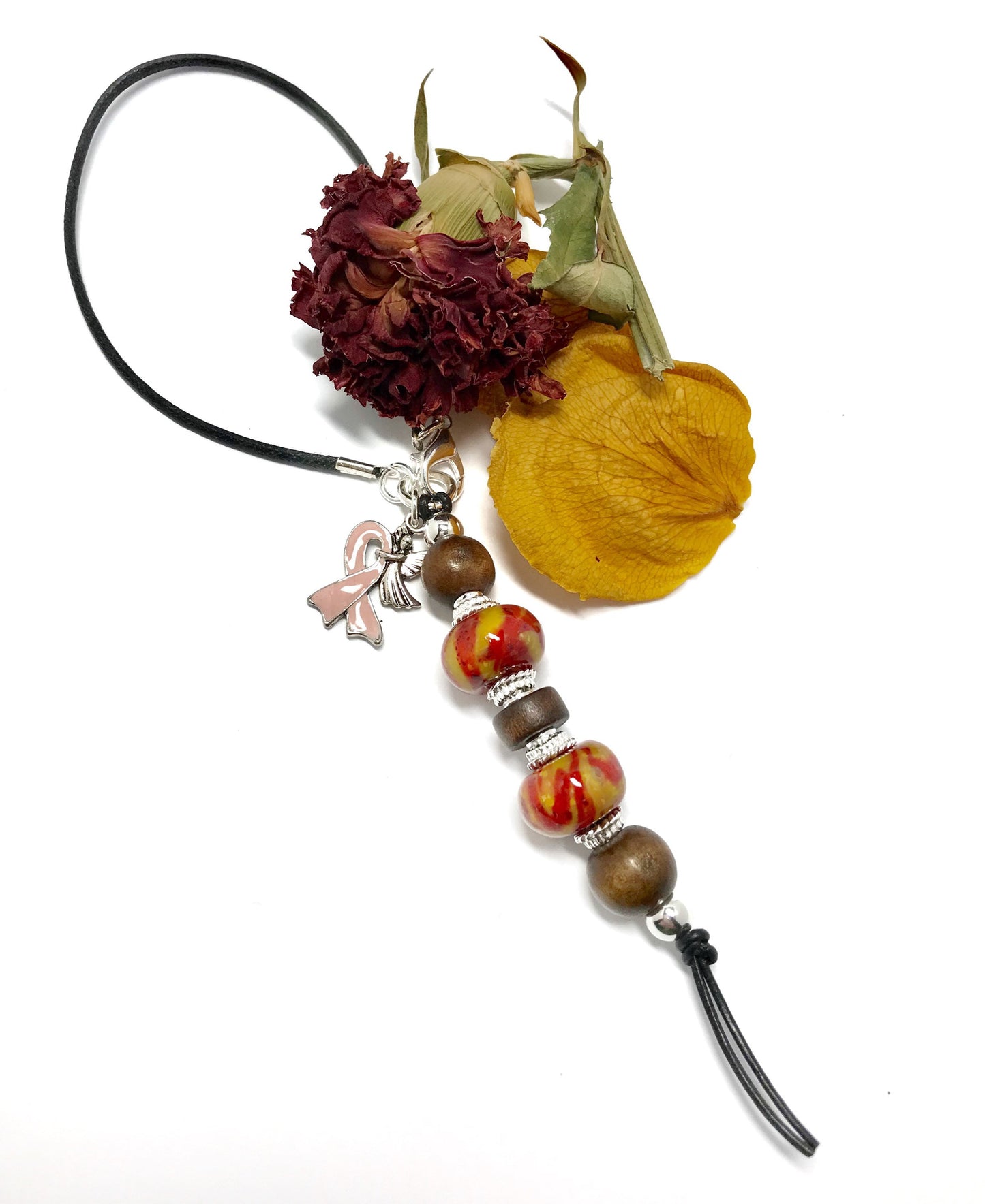 Rear view mirror charm / Memorial flower petal keepsake gift for him / 118