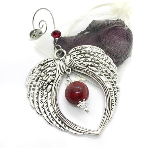 Memorial flower ornaments  / angel wings ornament flower petal keepsake / 1317