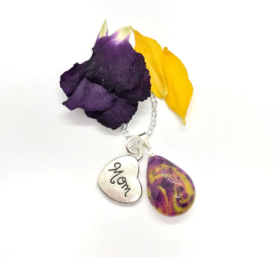 Memorial flower petal jewelry / Mini tear drop necklace / 718