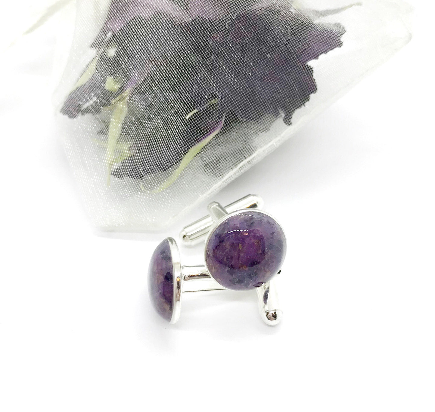 Wedding flower petal cufflinks / Funeral keepsake / Wedding gifts / Gifts for Men / 717