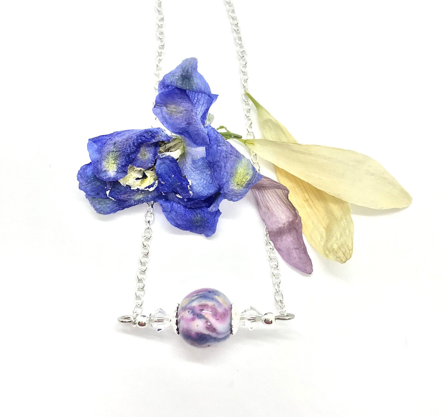 Silver Flower Petal Choker Style necklace/ 1417