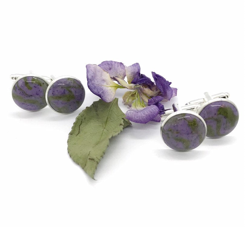 Wedding flower petal cufflinks / Funeral keepsake / Wedding gifts / Gifts for Men / 717