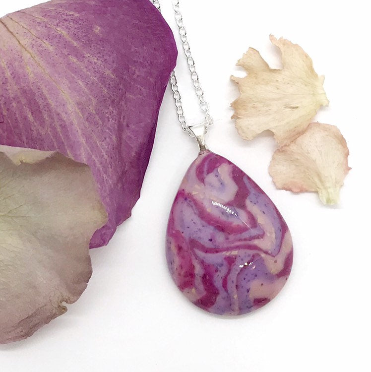 Wedding / Funeral flower jewelry Tear drop pendant  / 617