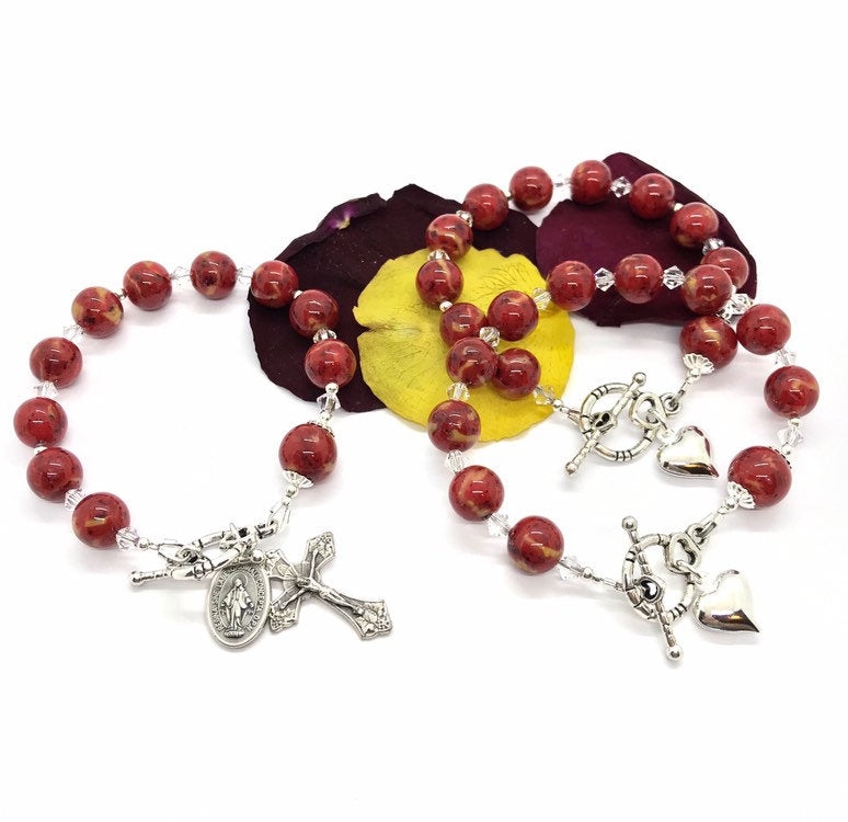 Memorial flower rosary bracelet / Wedding flower rosary bracelet  / 1017