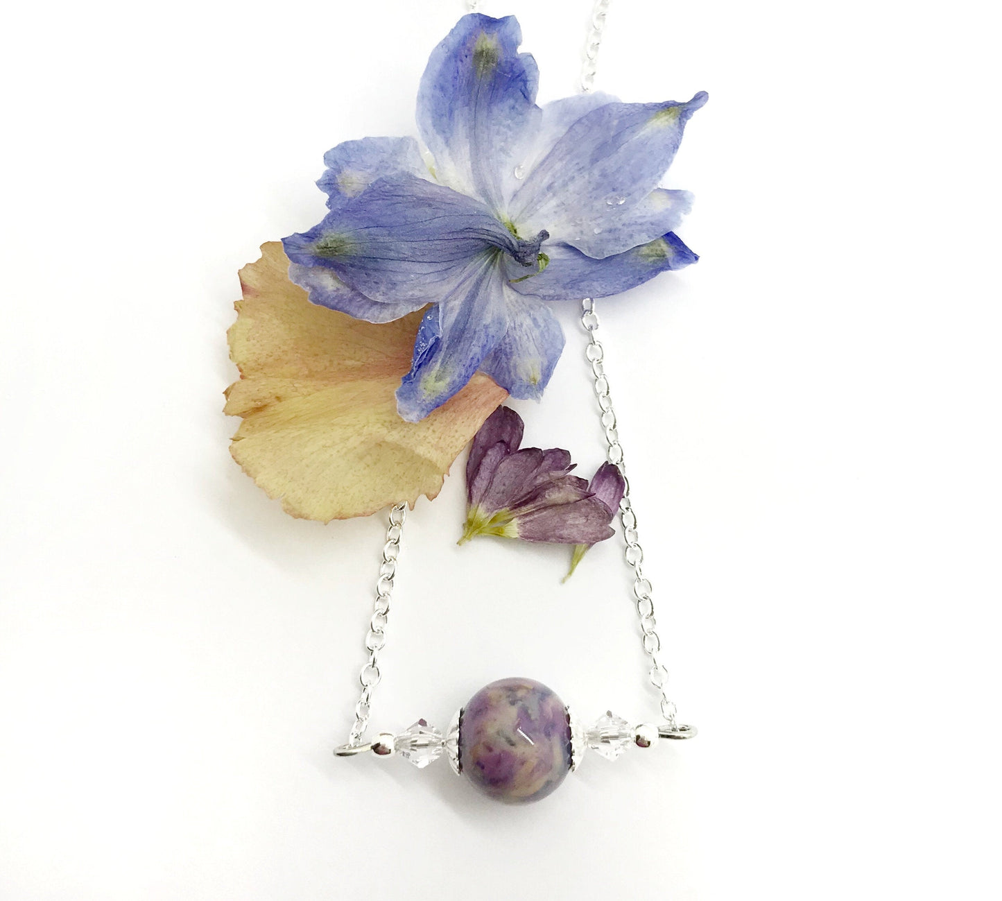 Silver Flower Petal Choker Style necklace/ 1417