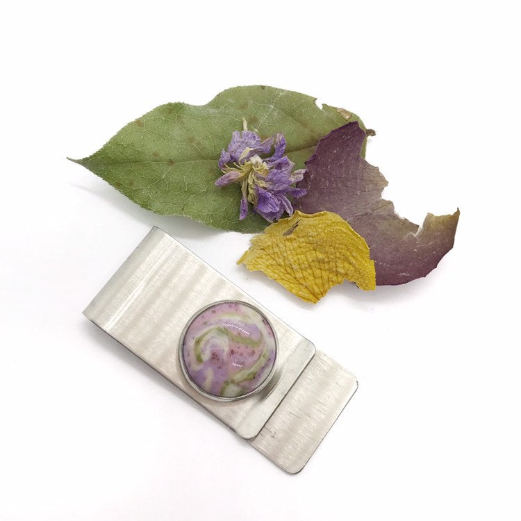 Memorial flower petal and cremation jewelry  / Money clip  / 1118