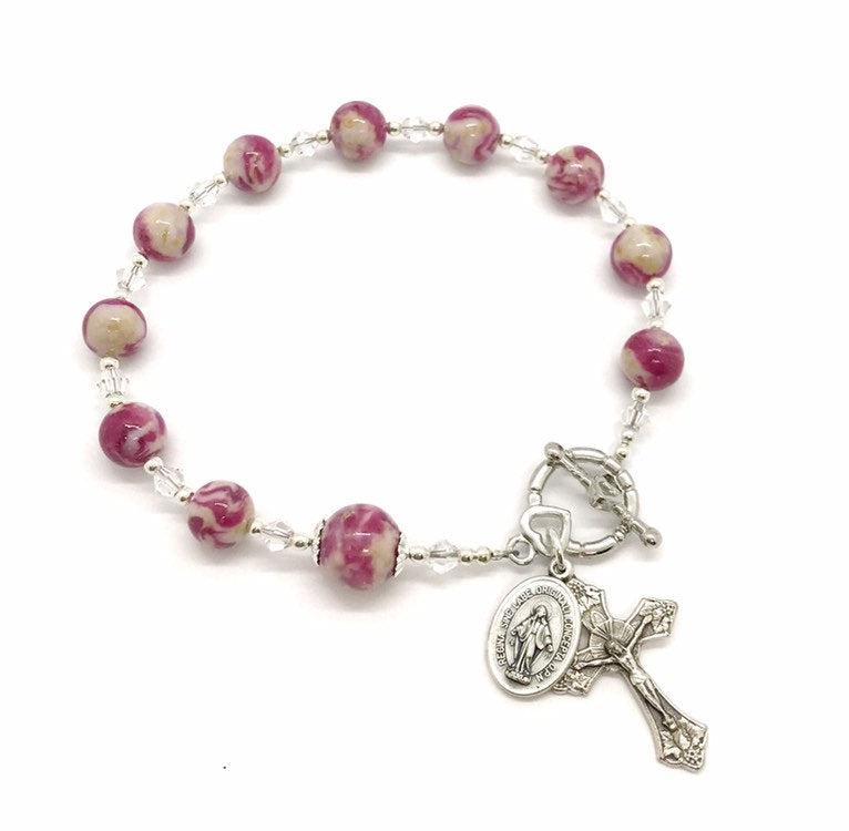 Memorial flower rosary bracelet / Wedding flower rosary bracelet  / 1017