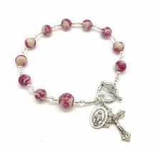 Load image into Gallery viewer, Memorial flower rosary bracelet / Wedding flower rosary bracelet  / 1017
