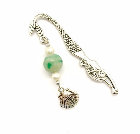 Memorial Flower petal or Beach sand keepsake mermaid bookmark  / 219