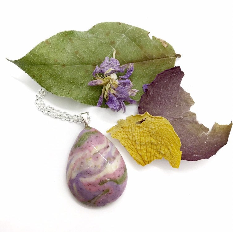 Wedding / Funeral flower jewelry Tear drop pendant  / 617