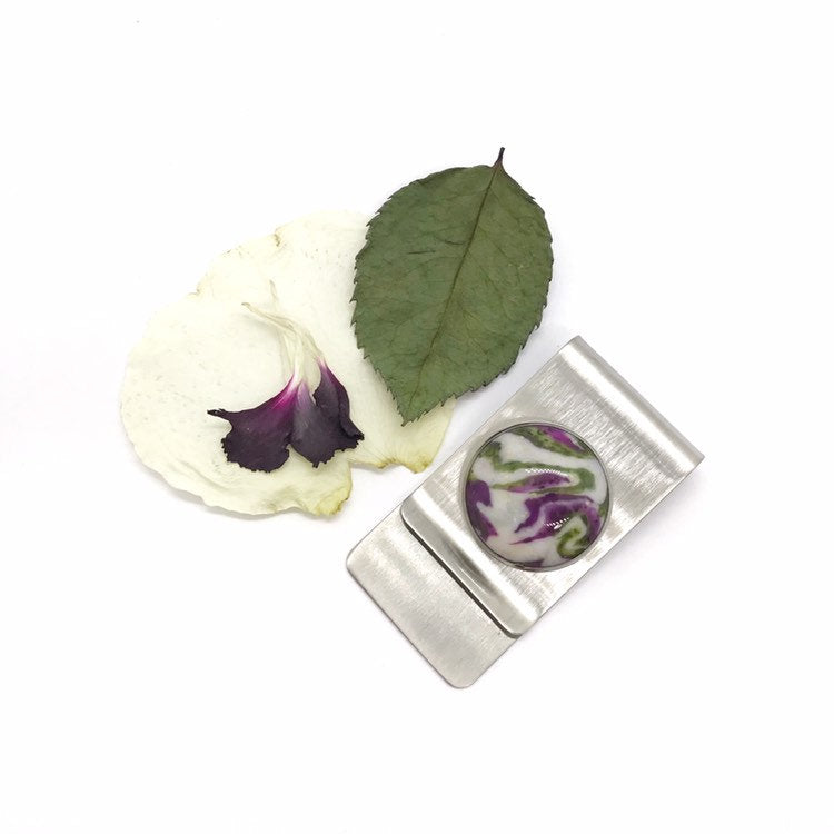 Memorial flower petal and cremation jewelry  / Money clip  / 1118