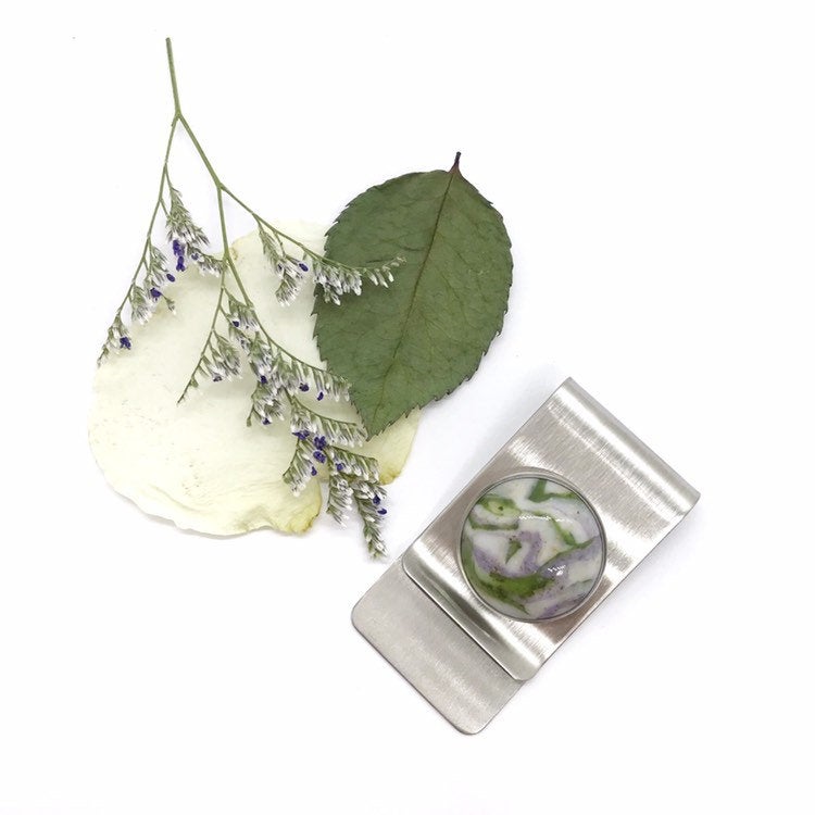 Memorial flower petal and cremation jewelry  / Money clip  / 1118