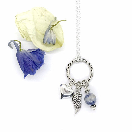 Memorial flower petal jewelry  / Leather or chain charm necklace  / 918
