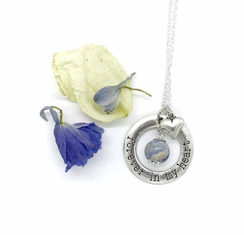 Memorial Flower Petal Jewelry Forever In My Heart Pendant  / 1218