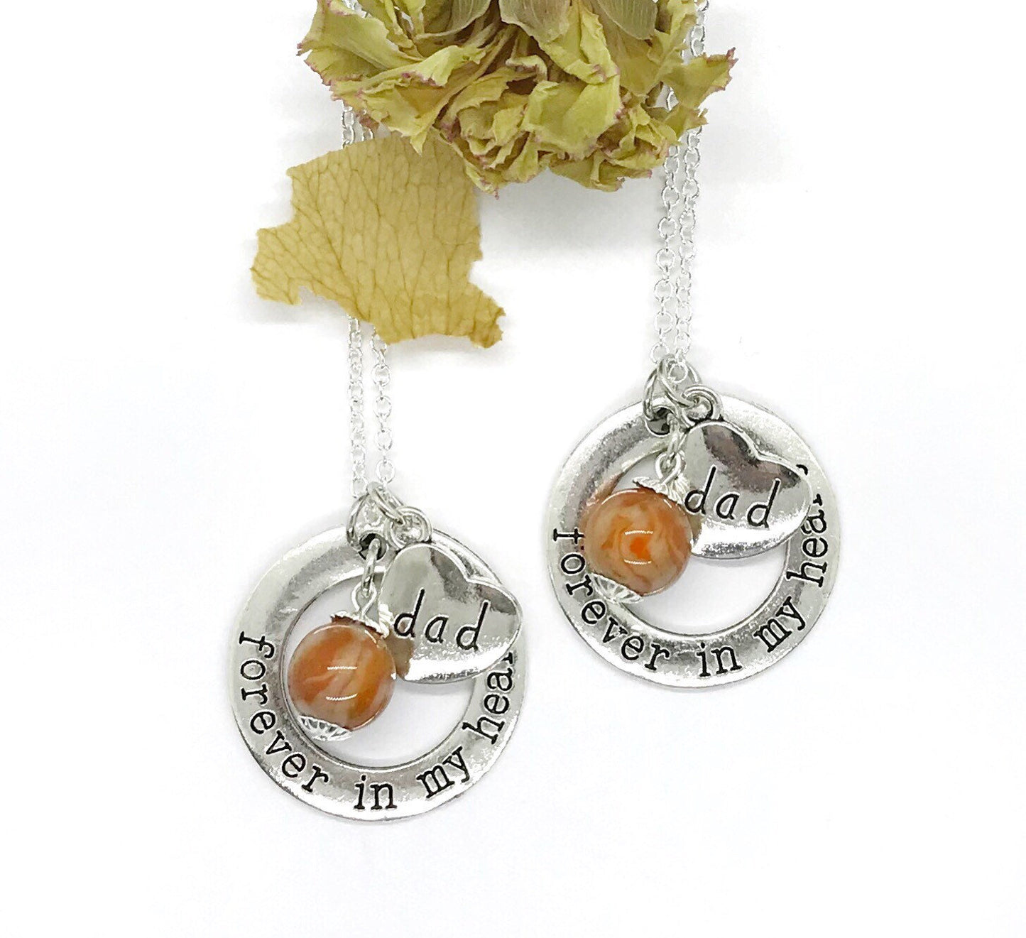 Memorial Flower Petal Jewelry Forever In My Heart Pendant  / 1218