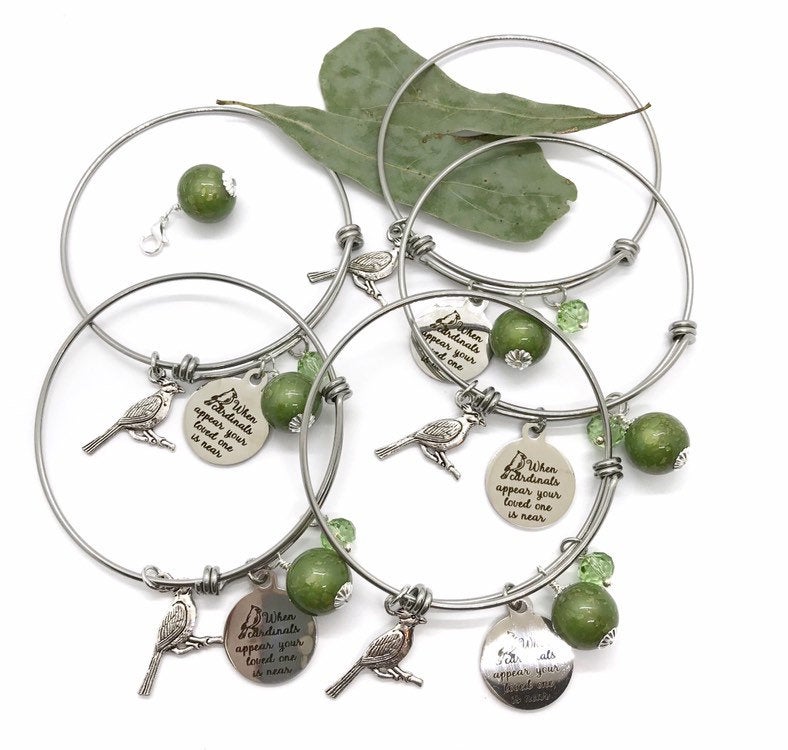 When Cardinals Appear Memorial Flower Petal Jewelry Bangle Bracelet / 418