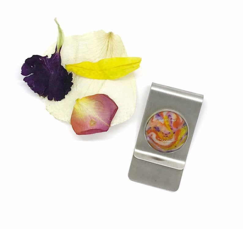 Memorial flower petal and cremation jewelry  / Money clip  / 1118
